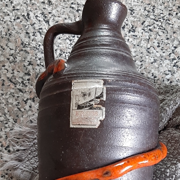 Chipped Mid-Century Italian Pottery Jug Lava Red Glaze Reeding Raymor Period - Picture 8 of 13